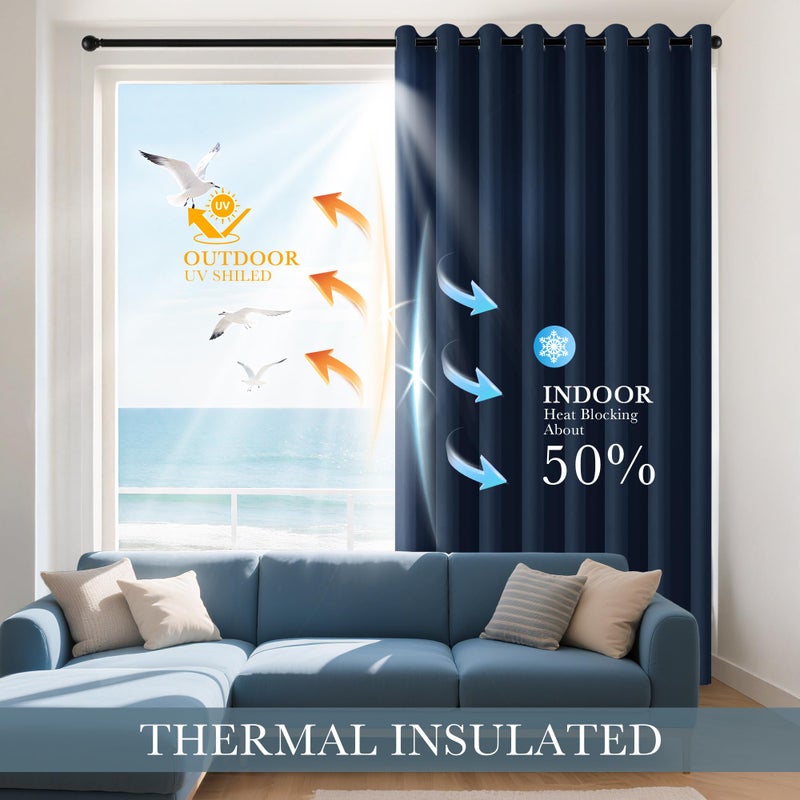 PONY DANCE Door Curtains for Doorways Privacy - Home Decoration Window Covering for Closet/Hallway Light Block Noise Reducing for Living Room 55 x 80 inch, Navy Blue, 2 PCs - Image 3